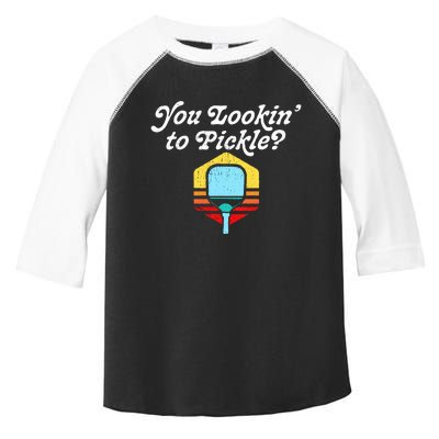 You Lookin To Pickle Pickleball Retro 80s Toddler Fine Jersey T-Shirt