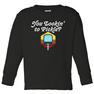 You Lookin To Pickle Pickleball Retro 80s Toddler Long Sleeve Shirt