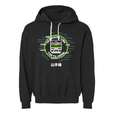 Yamanote Line Tokyo Commuter Loop Line Garment-Dyed Fleece Hoodie