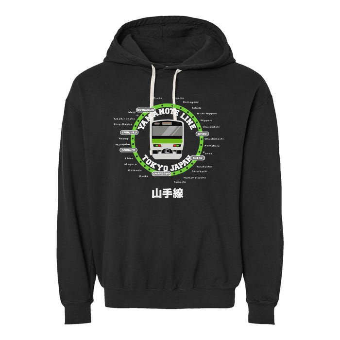 Yamanote Line Tokyo Commuter Loop Line Garment-Dyed Fleece Hoodie
