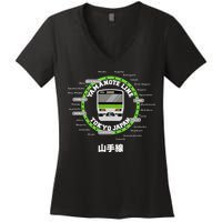 Yamanote Line Tokyo Commuter Loop Line Women's V-Neck T-Shirt
