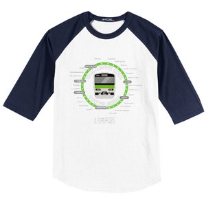 Yamanote Line Tokyo Commuter Loop Line Baseball Sleeve Shirt