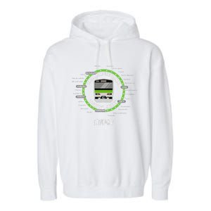 Yamanote Line Tokyo Commuter Loop Line Garment-Dyed Fleece Hoodie