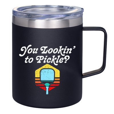 You Lookin To Pickle Pickleball 12oz Stainless Steel Coffee Mug