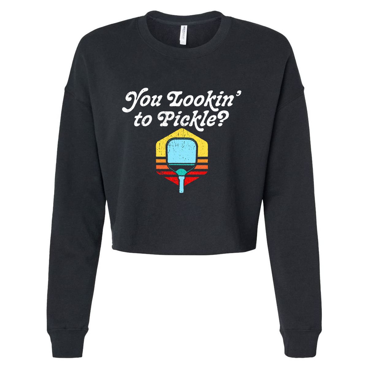 You Lookin To Pickle Pickleball Cropped Pullover Crew