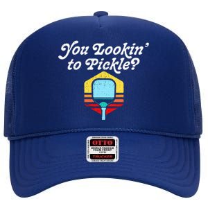 You Lookin To Pickle Pickleball High Crown Mesh Back Trucker Hat