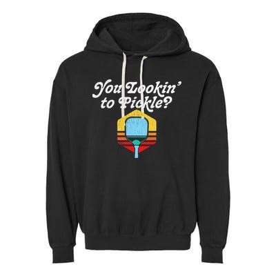 You Lookin To Pickle Pickleball Retro 80s Garment-Dyed Fleece Hoodie