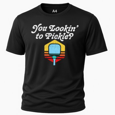 You Lookin To Pickle Pickleball Retro 80s Performance Shirt