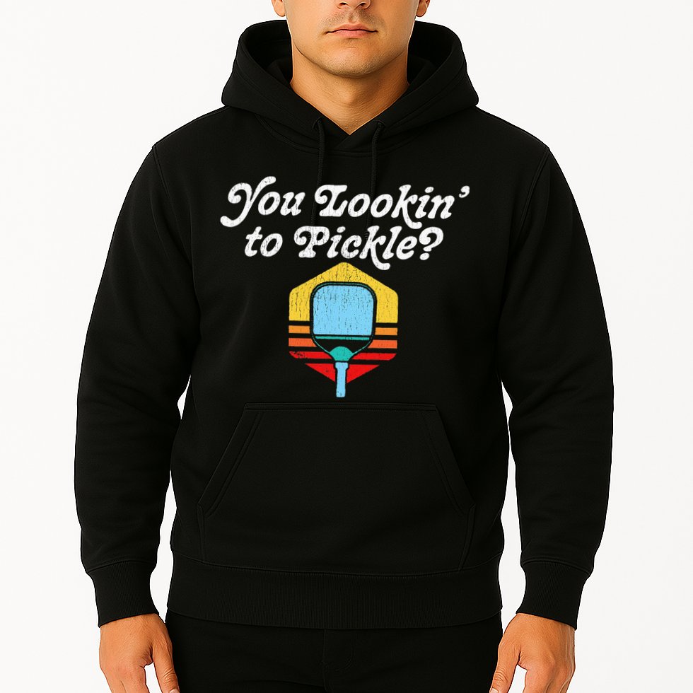 You Lookin To Pickle Pickleball Retro 80s Hoodie