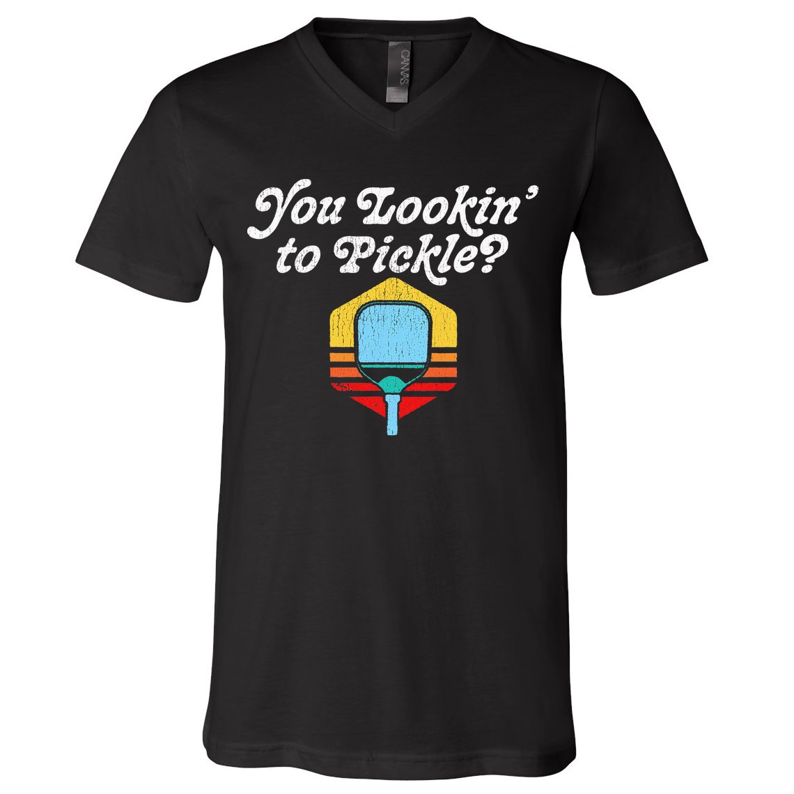 You Lookin To Pickle Pickleball Retro 80s V-Neck T-Shirt