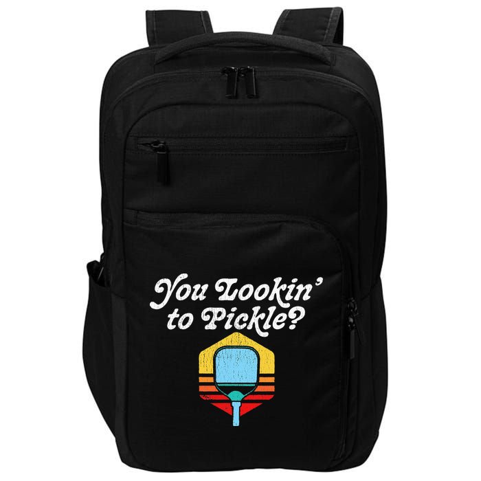 You Lookin To Pickle Pickleball Retro 80s Impact Tech Backpack