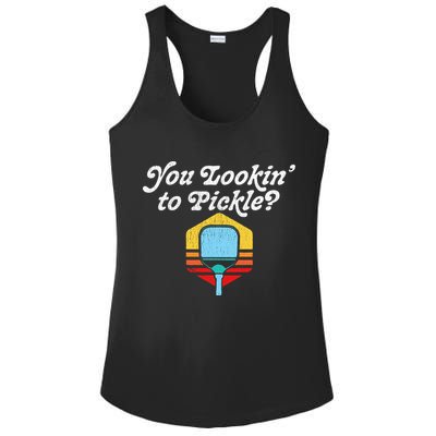 You Lookin To Pickle Pickleball Retro 80s Ladies PosiCharge Competitor Racerback Tank