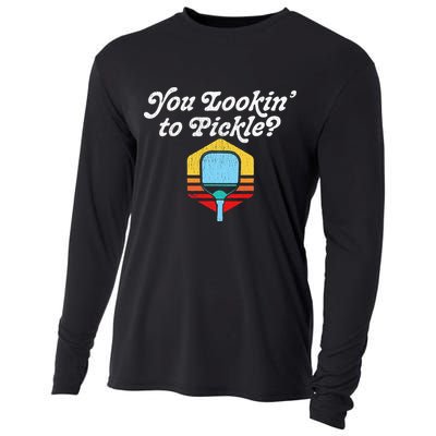 You Lookin To Pickle Pickleball Retro 80s Cooling Performance Long Sleeve Crew