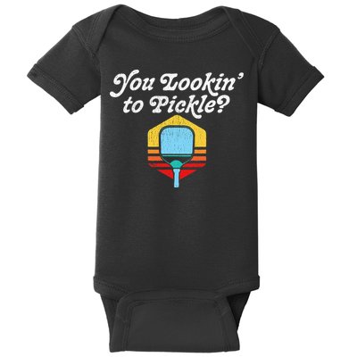 You Lookin To Pickle Pickleball Retro 80s Baby Bodysuit