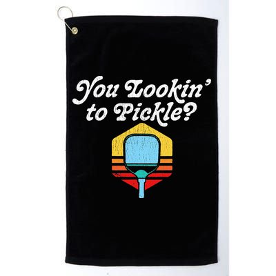 You Lookin To Pickle Pickleball Retro 80s Golf Towel
