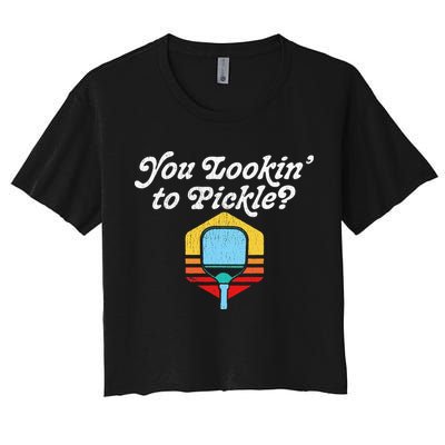 You Lookin To Pickle Pickleball Retro 80s Crop Top