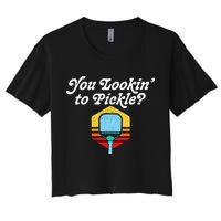 You Lookin To Pickle Pickleball Retro 80s Women's Crop Top Tee