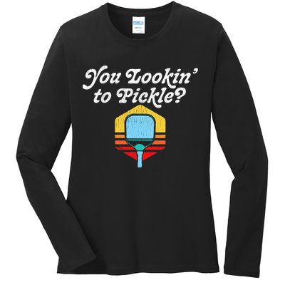 You Lookin To Pickle Pickleball Retro 80s Ladies Long Sleeve Shirt