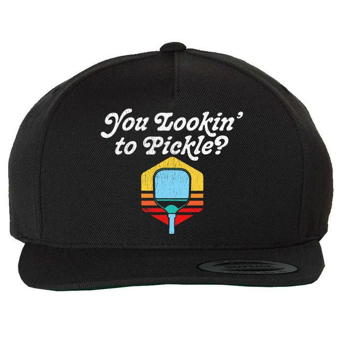 You Lookin To Pickle Pickleball Retro 80s Wool Snapback Cap