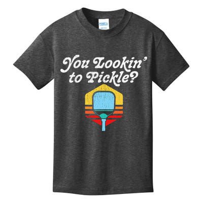 You Lookin To Pickle Pickleball Retro 80s Kids T-Shirt