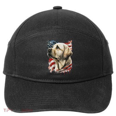 Yellow Lab With The American Flag 7-Panel Snapback Hat