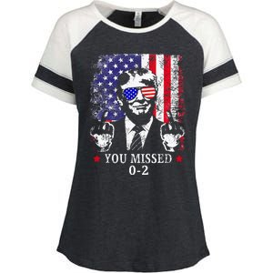 You Missed 02 Trump 2024 Political Satire American Flag Enza Ladies Jersey Colorblock Tee