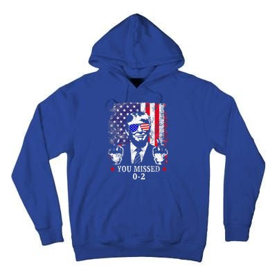 You Missed 02 Trump 2024 Political Satire American Flag Tall Hoodie