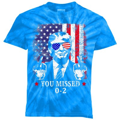 You Missed 02 Trump 2024 Political Satire American Flag Kids Tie-Dye T-Shirt