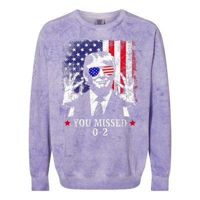 You Missed 0 2 Trump 2024 Us American Flag Colorblast Crewneck Sweatshirt