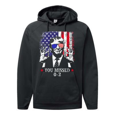 You Missed 0 2 Trump 2024 Us American Flag Performance Fleece Hoodie