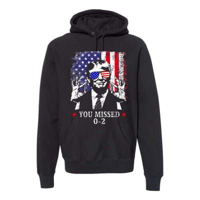 You Missed 0 2 Trump 2024 Us American Flag Premium Hoodie