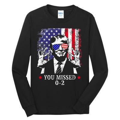 You Missed 0 2 Trump 2024 Us American Flag Tall Long Sleeve T-Shirt