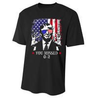 You Missed 0 2 Trump 2024 Us American Flag Performance Sprint T-Shirt