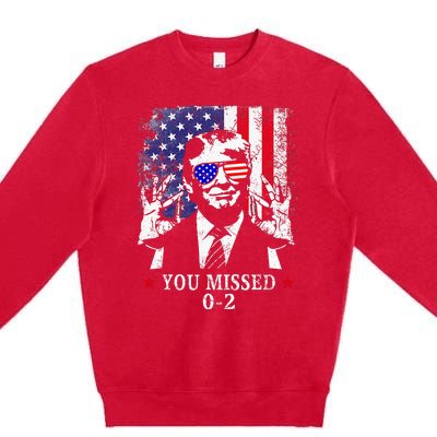 You Missed 0 2 Trump 2024 Us American Flag Premium Crewneck Sweatshirt