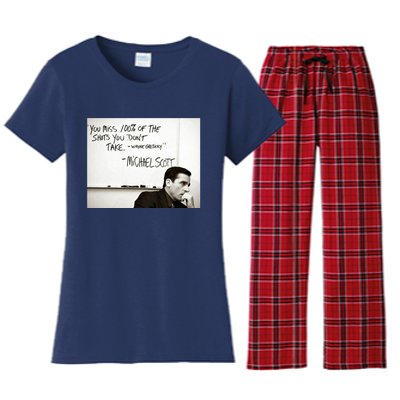 You Miss 100 Of The Shots You Don&X27;T Take. Wayne Gretzky. Michael Scott Women's Flannel Pajama Set