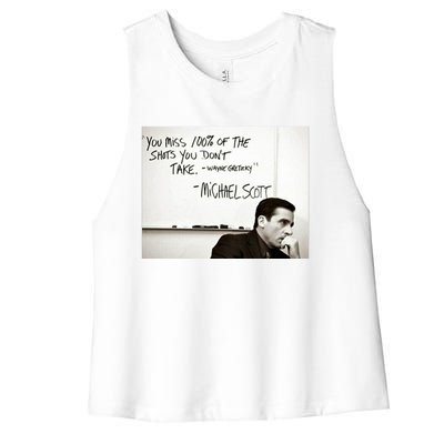 You Miss 100 Of The Shots You Don&X27;T Take. Wayne Gretzky. Michael Scott Women's Racerback Cropped Tank