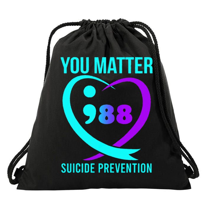 You Matter 988 Suicide Prevention Awareneess Drawstring Bag