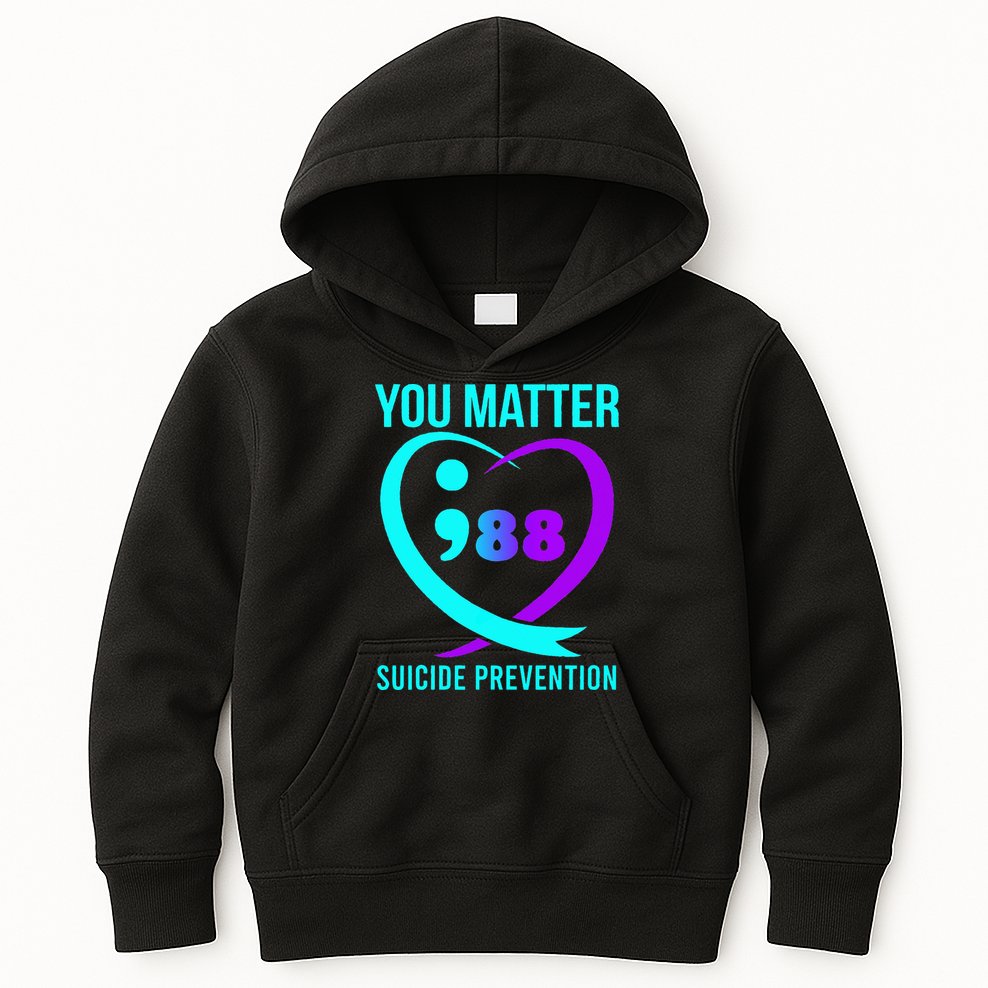 You Matter 988 Suicide Prevention Awareneess Kids Hoodie