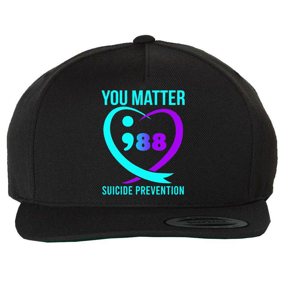 You Matter 988 Suicide Prevention Awareneess Wool Snapback Cap