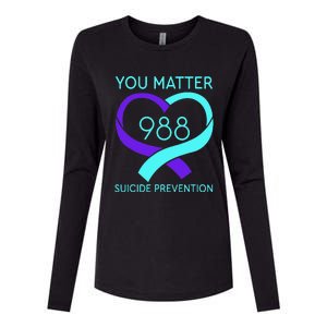 You Matter 988 Suicide Prevention Awaremess Heart Womens Cotton Relaxed Long Sleeve T-Shirt