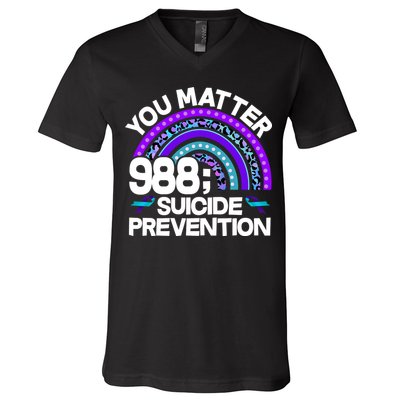 You Matter 988 Semicolon Suicide Prevention V-Neck T-Shirt