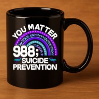 You Matter 988 Semicolon Suicide Prevention 11oz C Handle Ceramic Mug