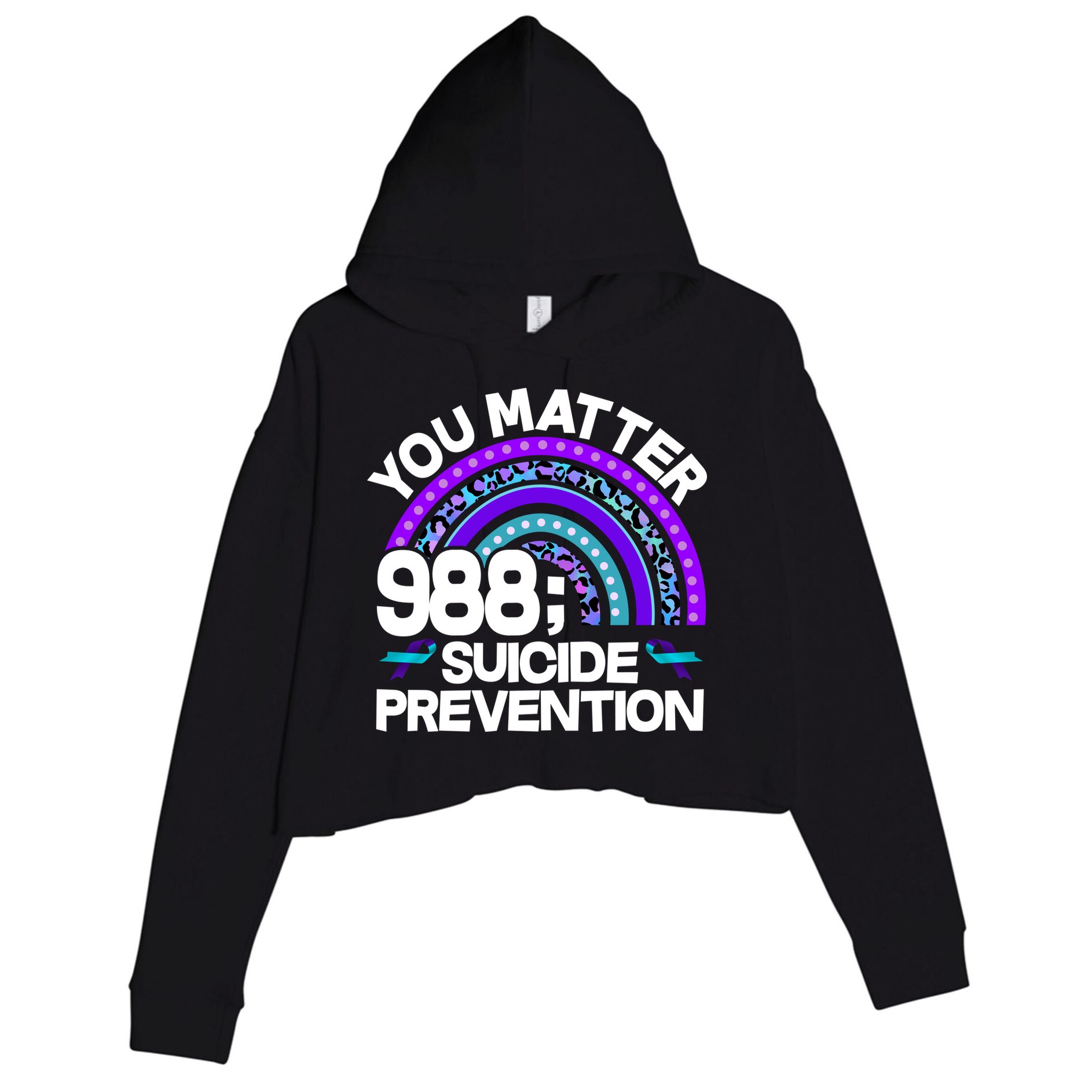 You Matter 988 Semicolon Suicide Prevention Crop Fleece Hoodie