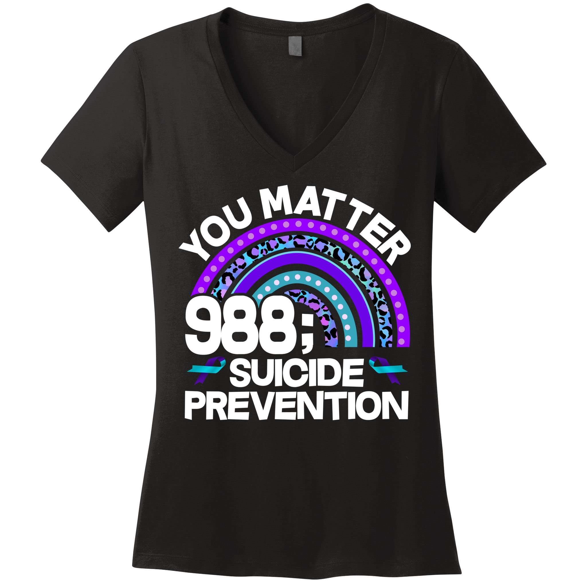 You Matter 988 Semicolon Suicide Prevention Women's V-Neck T-Shirt