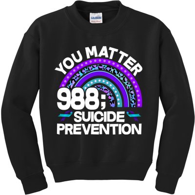 You Matter 988 Semicolon Suicide Prevention Kids Sweatshirt