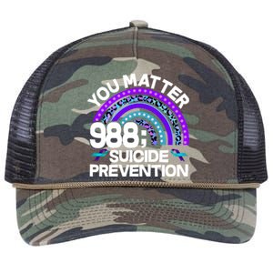 You Matter 988 Semicolon Suicide Prevention Retro Rope Trucker Hat Cap