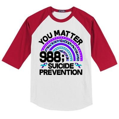 You Matter 988 Semicolon Suicide Prevention Kids Colorblock Raglan Jersey