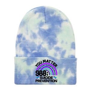 You Matter 988 Semicolon Suicide Prevention Tie Dye 12in Knit Beanie