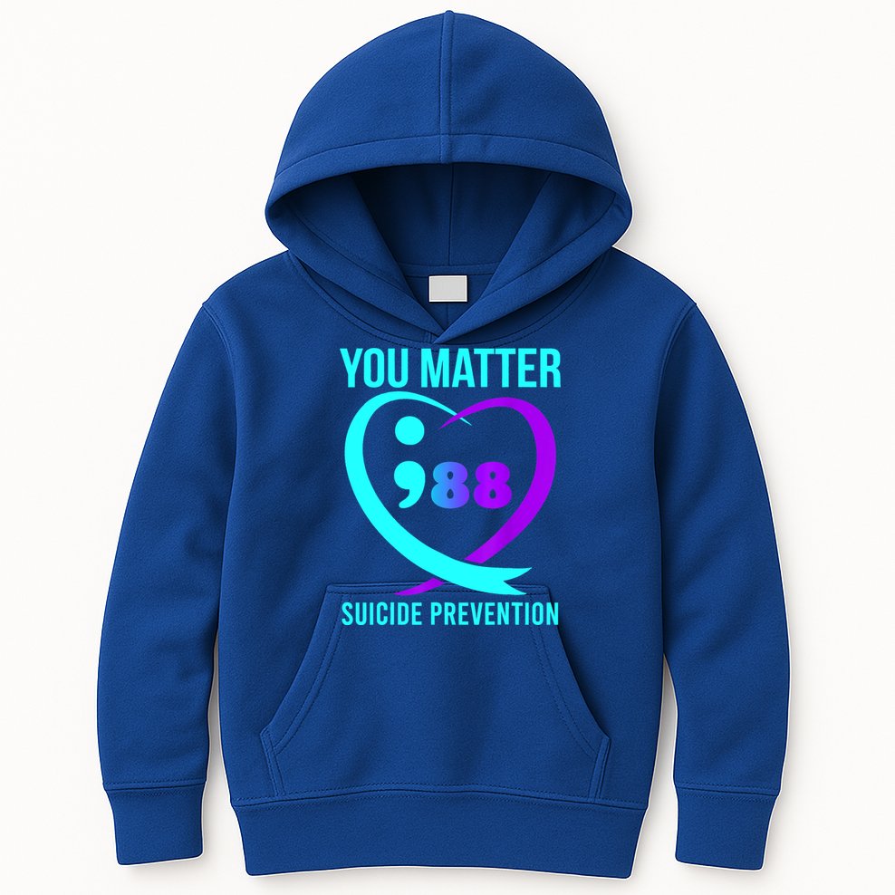 You Matter 988 Suicide Prevention Awareneess Kids Hoodie