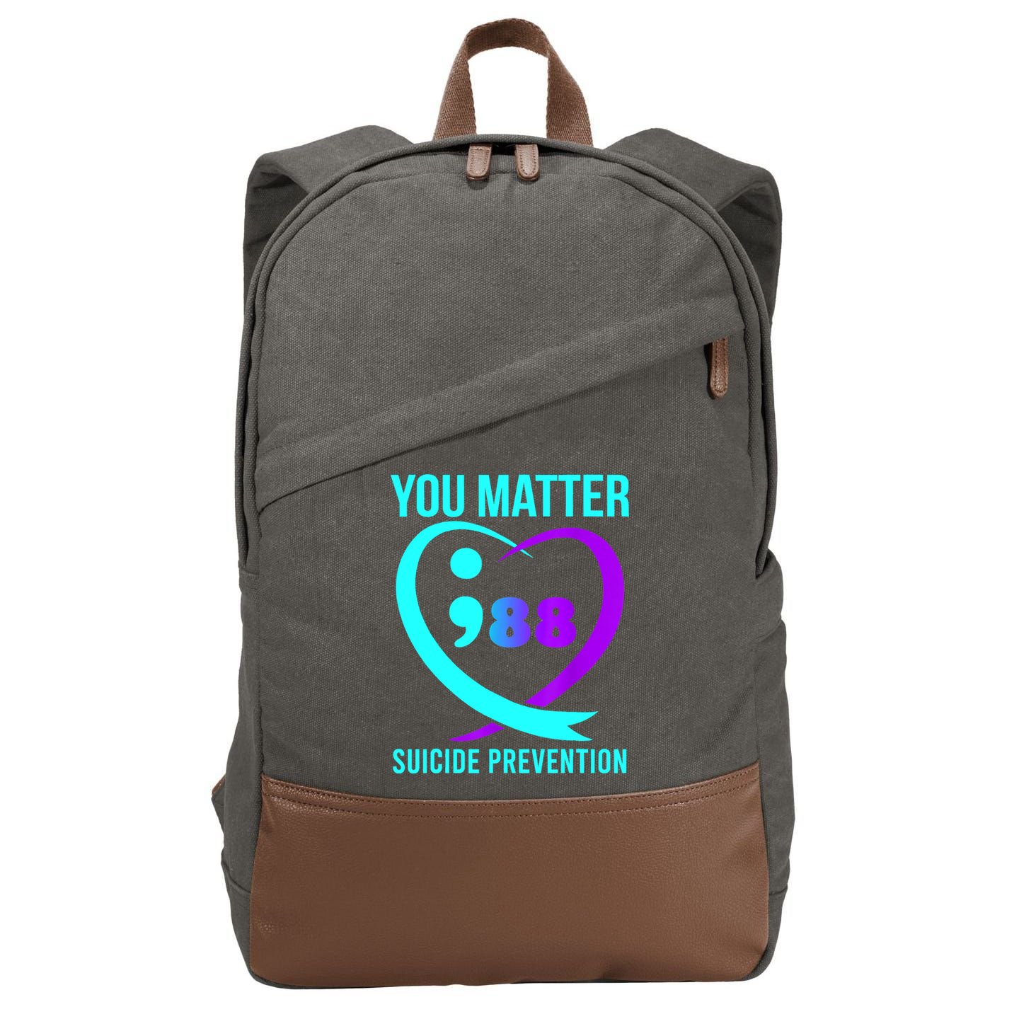 You Matter 988 Suicide Prevention Awareneess Cotton Canvas Backpack
